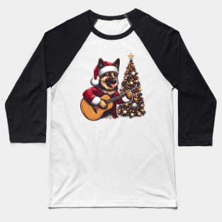 German Shepherd Playing Guitar Christmas Baseball T-Shirt